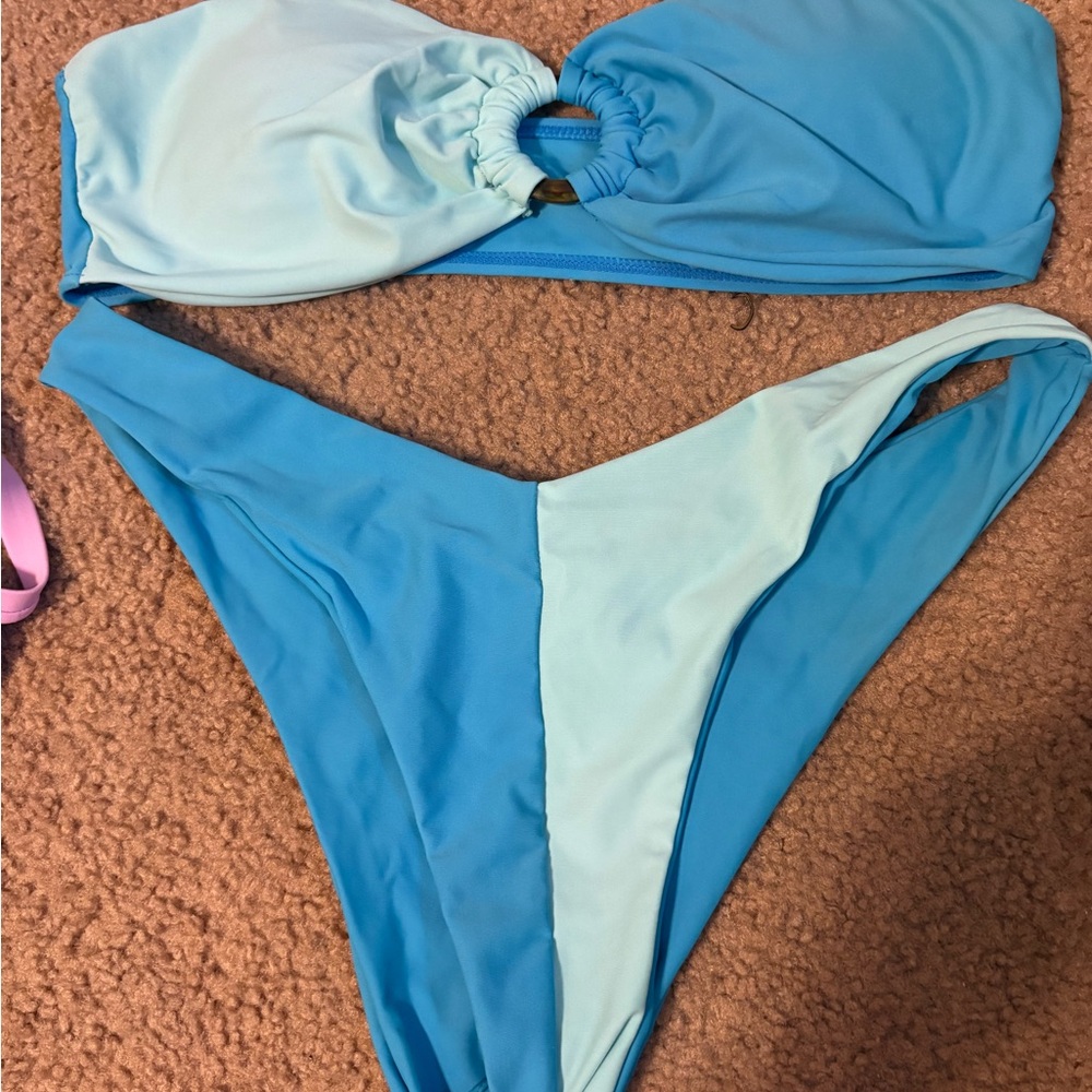 Chic Two-Tone Blue Bikini Set